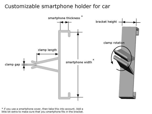 Customizable smartphone holder for car