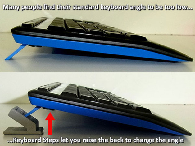 3D Keyboard Steps - Adjust the Angle of Computer Keyboards model