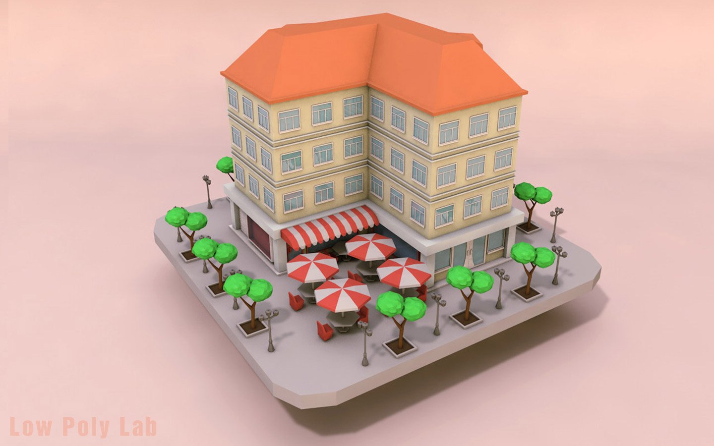 3D Cartoon City Rise Building Low Poly model