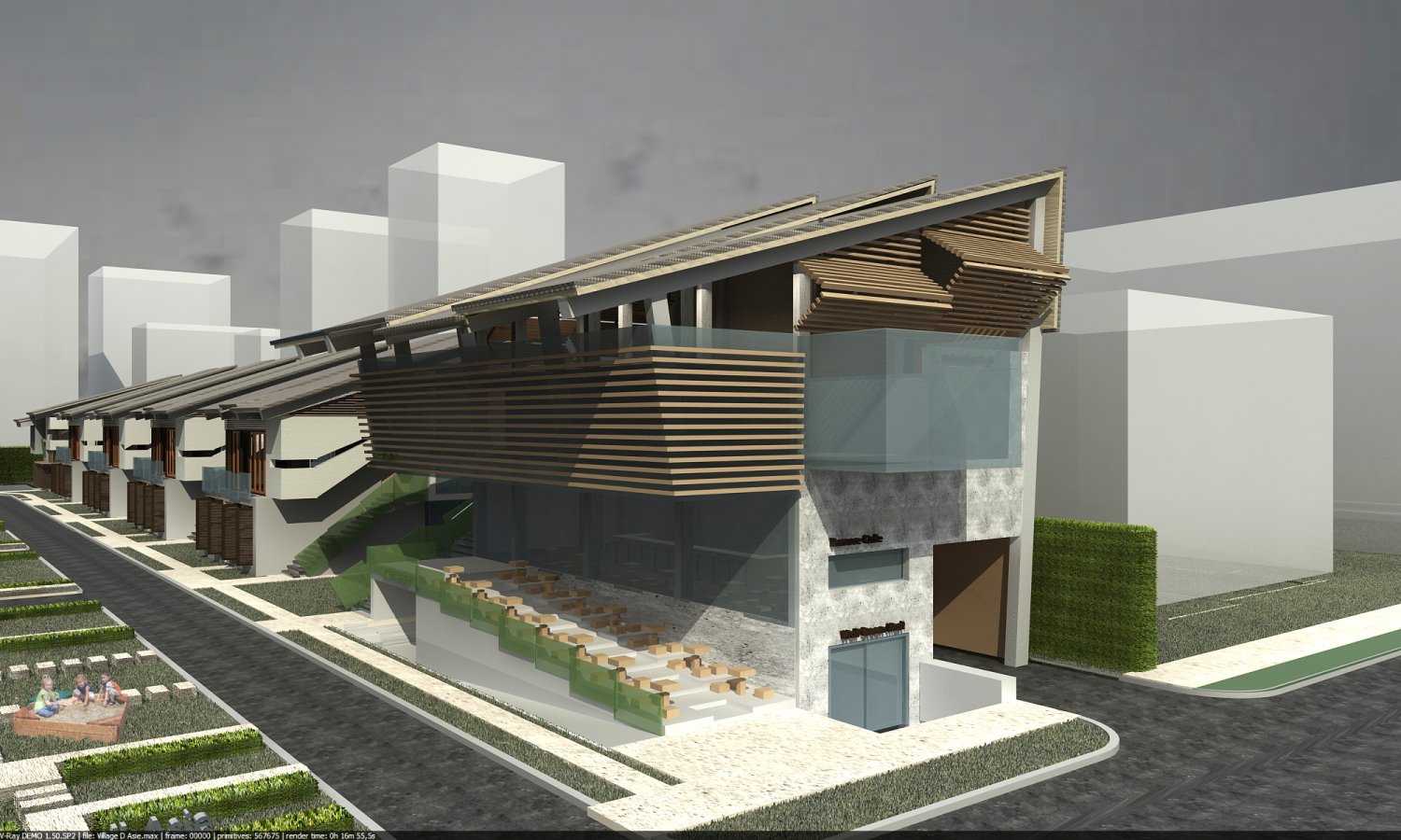 3D Contemporary Tropical Village houses model