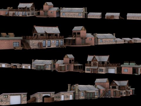 Low Poly Building Collection 3D model