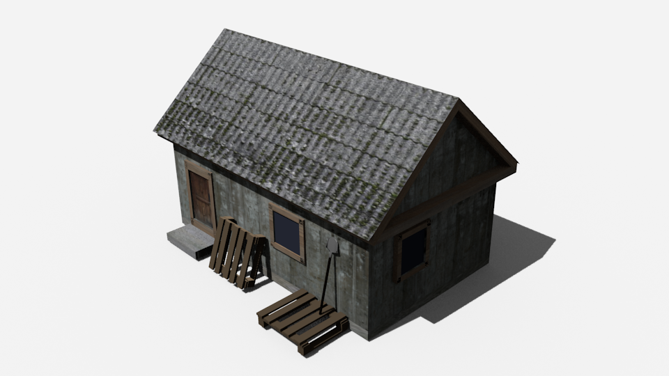 Lowpoly barn 3D model