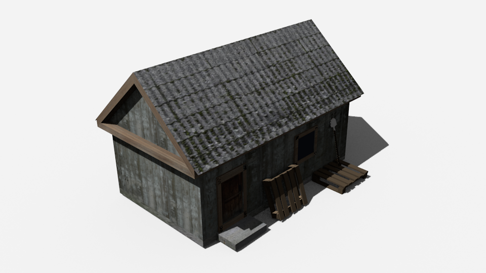 3D Lowpoly barn model