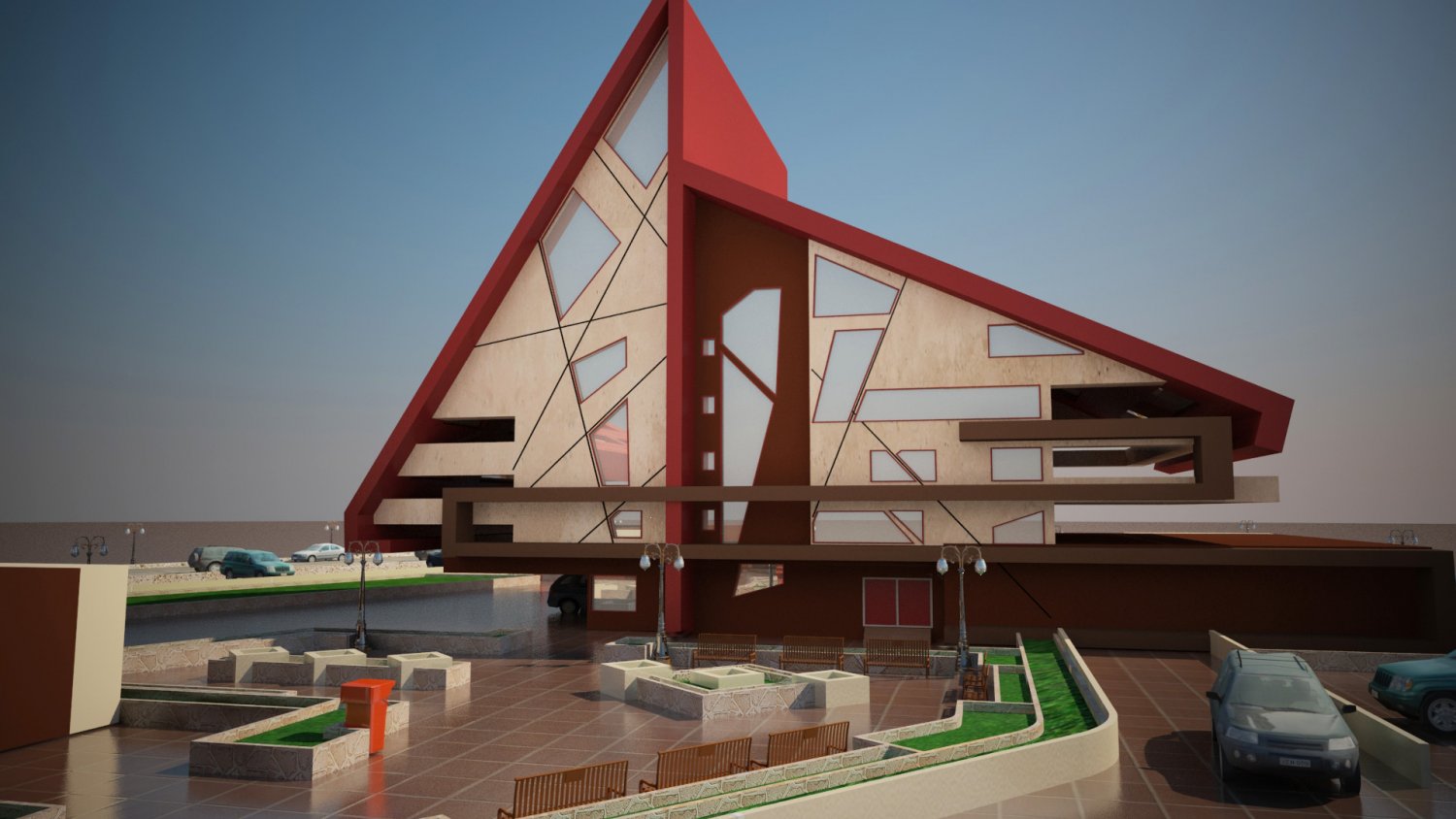 3D Model Of Red Design Building model