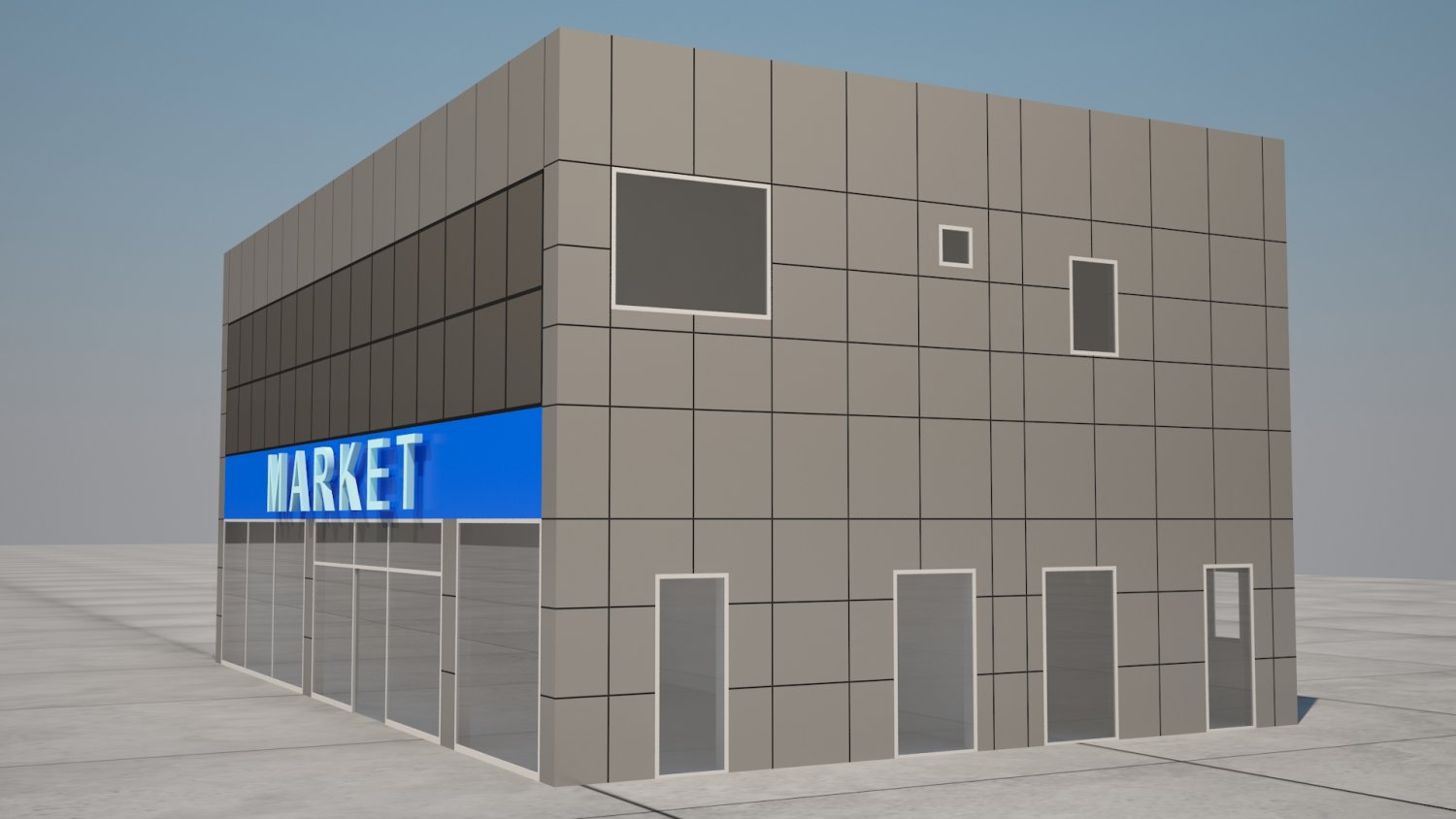 3D Petrol Station Office Build model