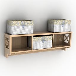 Shelf with baskets 3d model