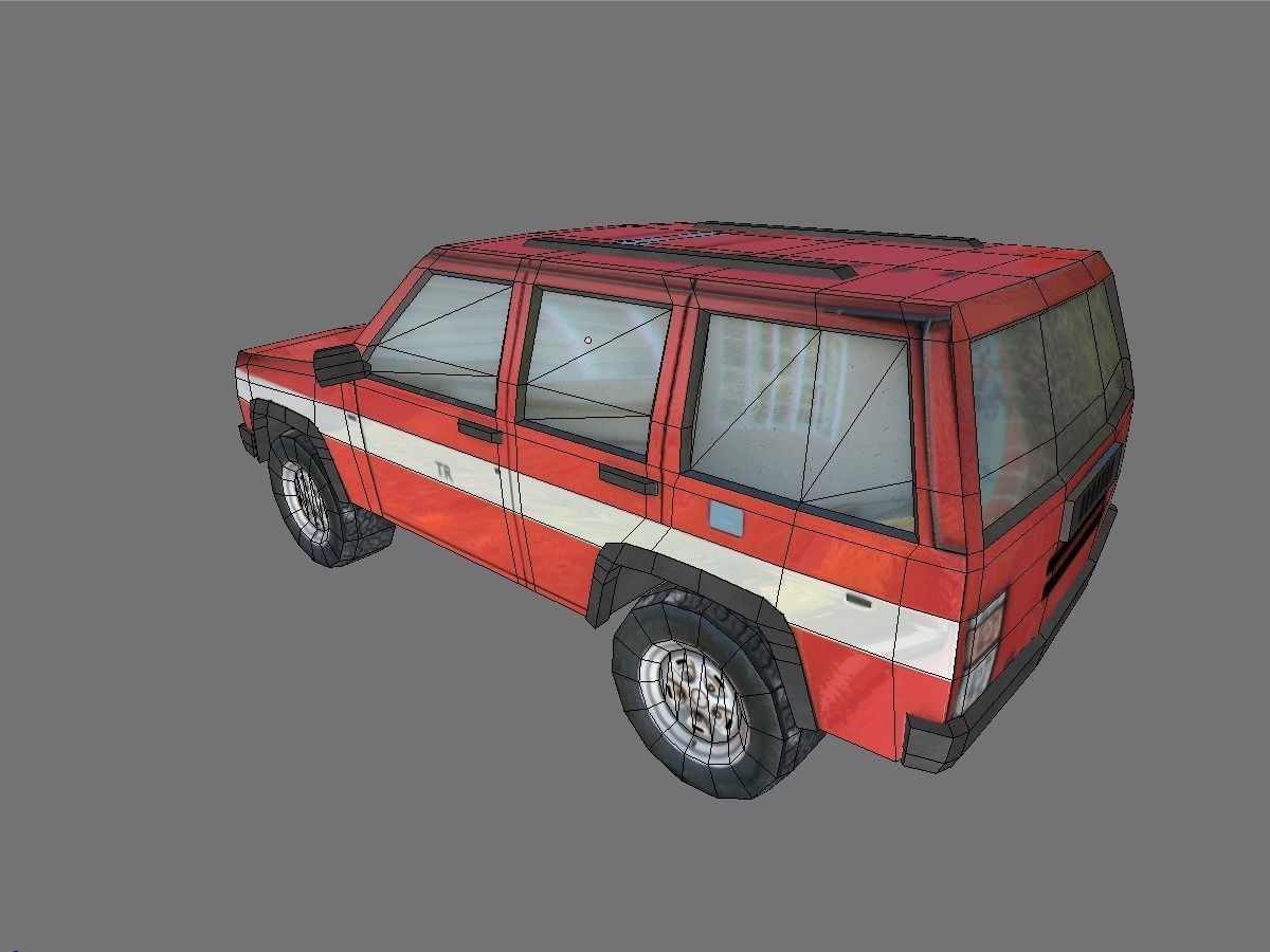 Low poly fire car suv