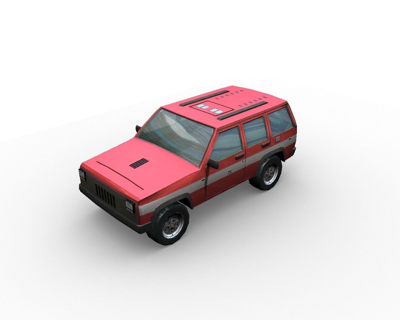 3D Low poly fire car suv model