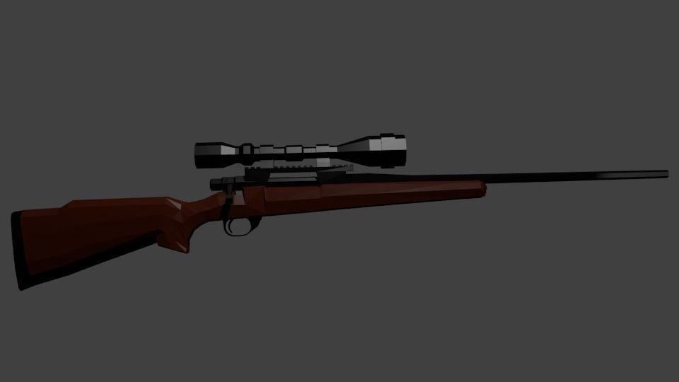 Low Poly Hunting Rifle 3D model