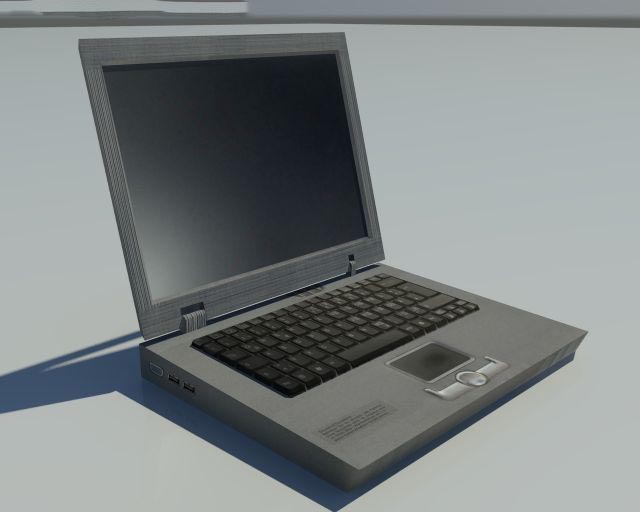 3D Low Poly old Laptop model