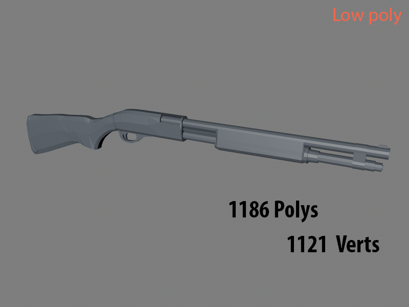 Low poly Shotgun Remington 870 3D model