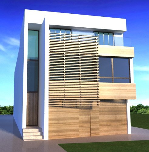 One fasade modern building 3D model