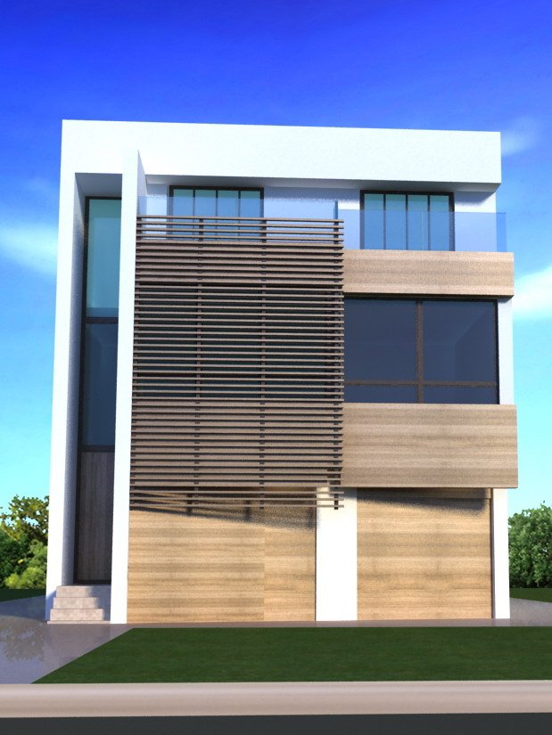 3D One fasade modern building model