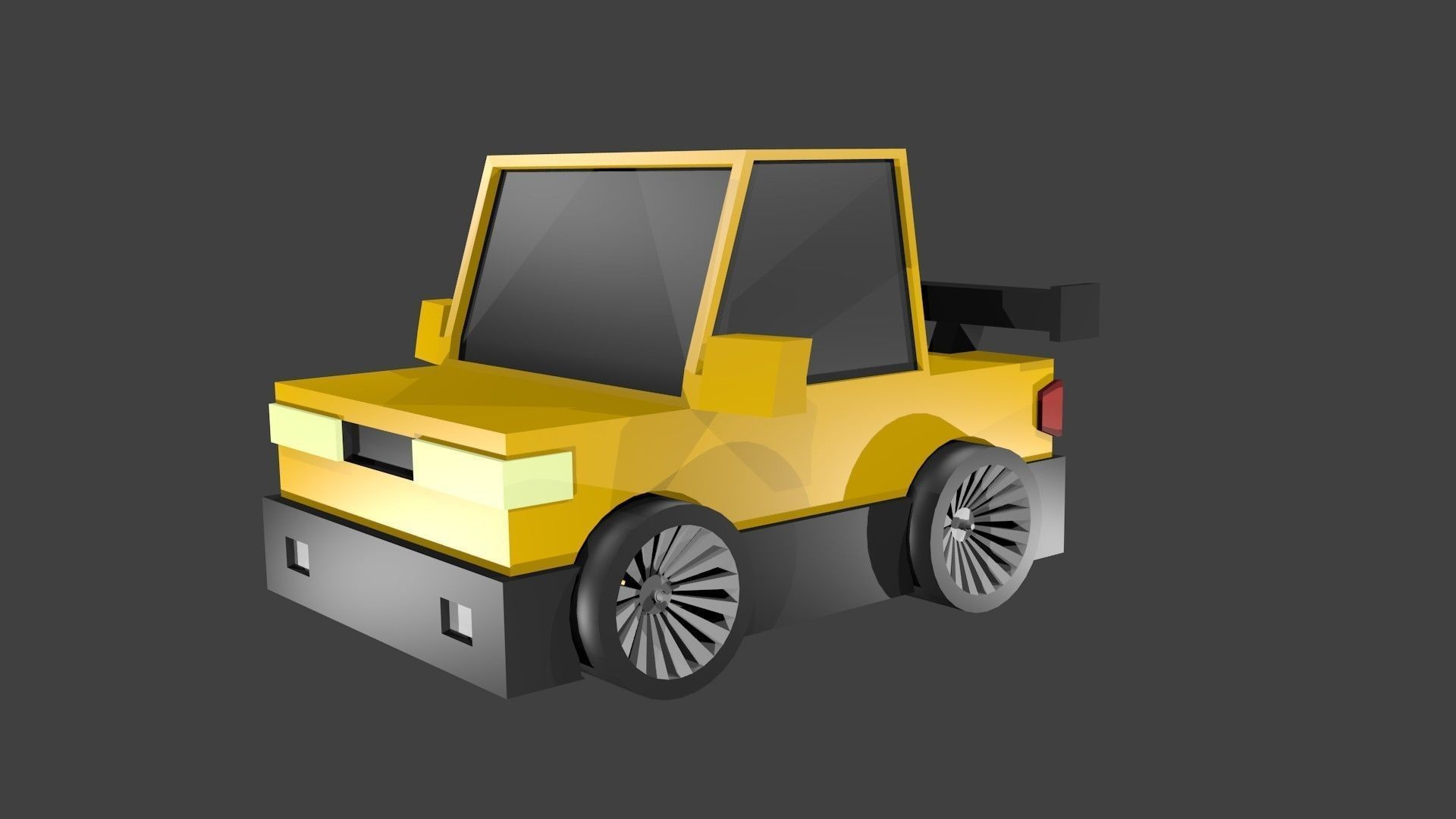 Car yellow low poly 3D model