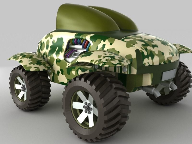 3D Cartoon Car Monster Truck Army model