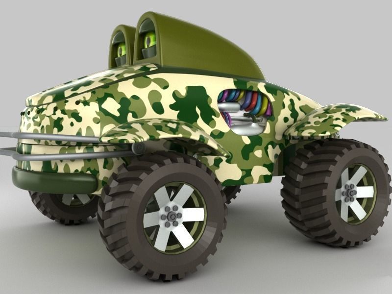 Cartoon Car Monster Truck Army