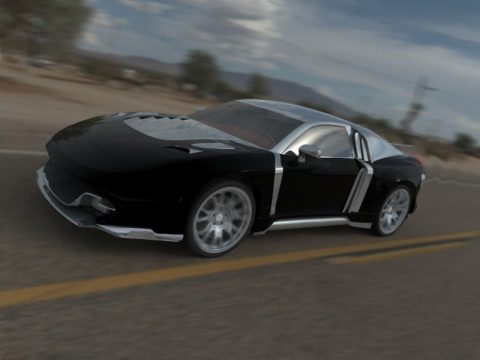 GT car with two engines 3D model