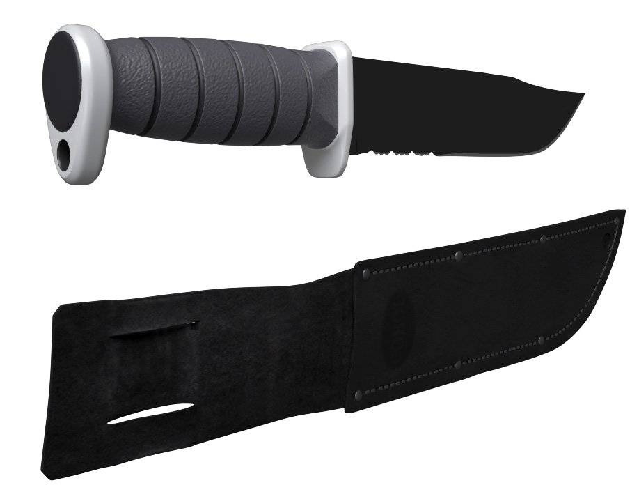 3D KA BAR USMC combat knife black model