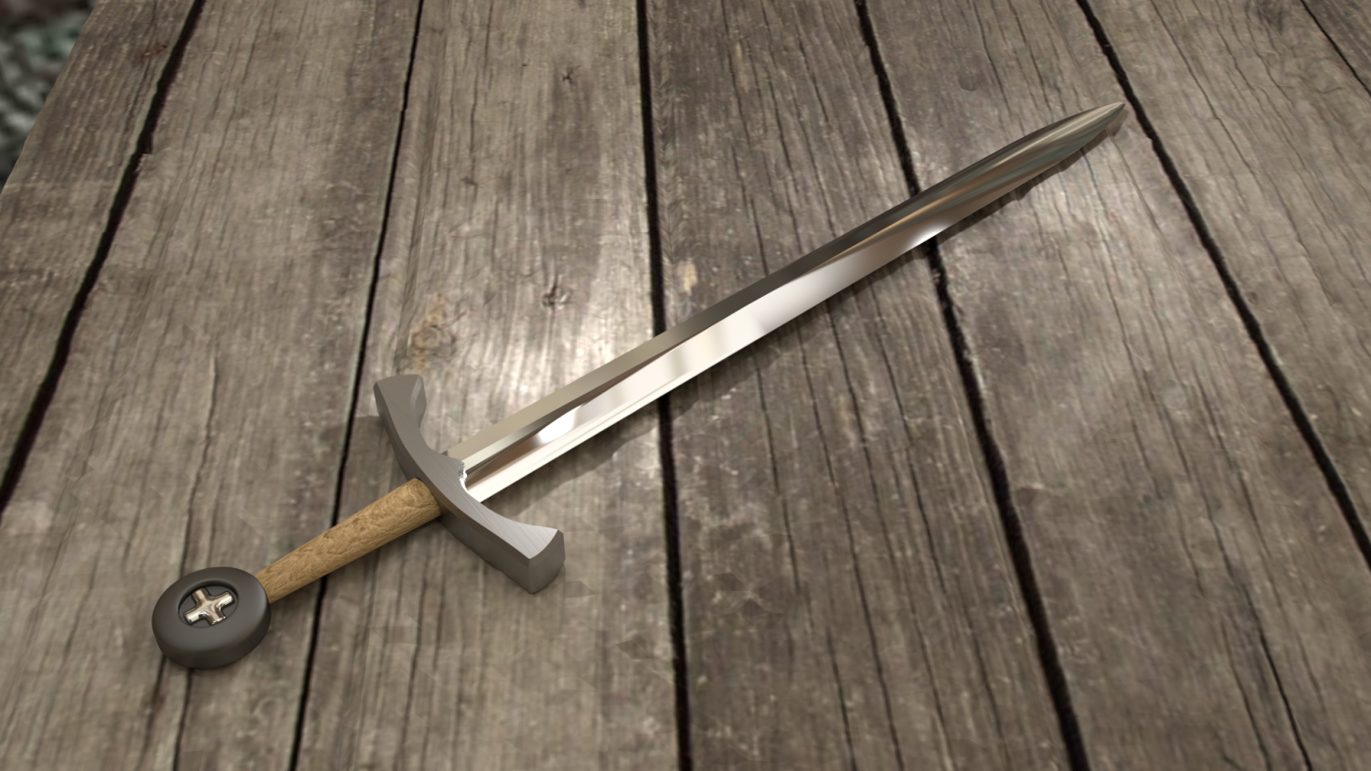 wooden medieval sword
