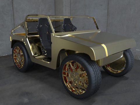 24K Gold Jeep 3D model