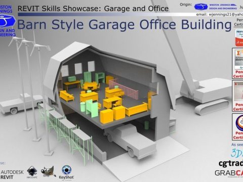 Revit Skills Showcase Barn Style Garage Office Building 3D model
