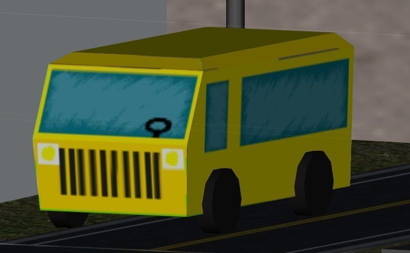 Yellow low Poly Bus 3D model