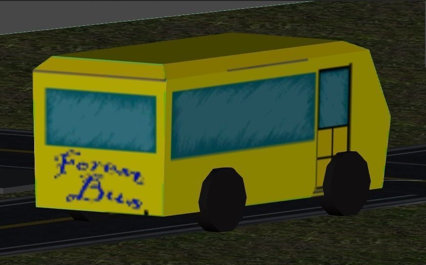 3D Yellow low Poly Bus model