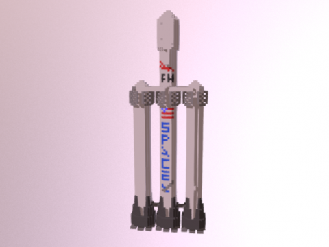 Voxel Falcon Heavy 3D model