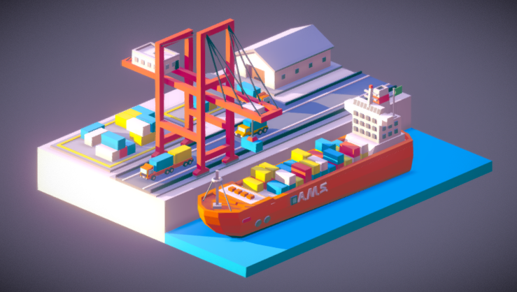 Low Poly Storage Ship 3D model