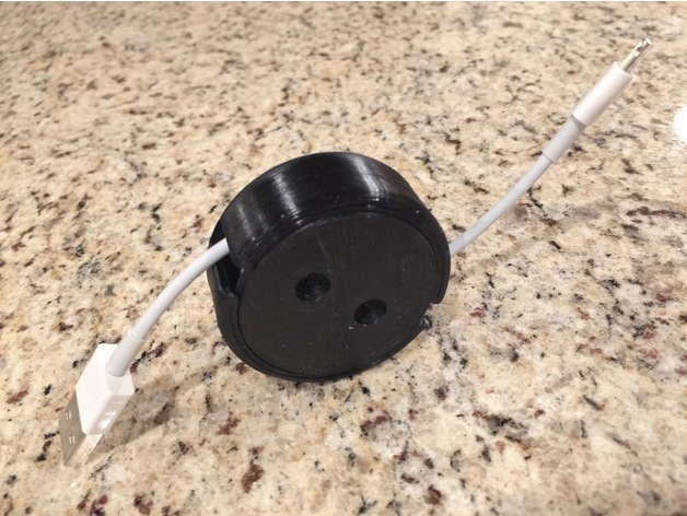 3D Cable Reel Organizer snug fits iPhone cord model