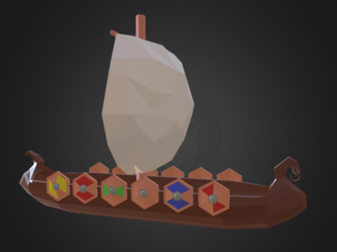 Drakkar Viking ship - Low poly 3D model