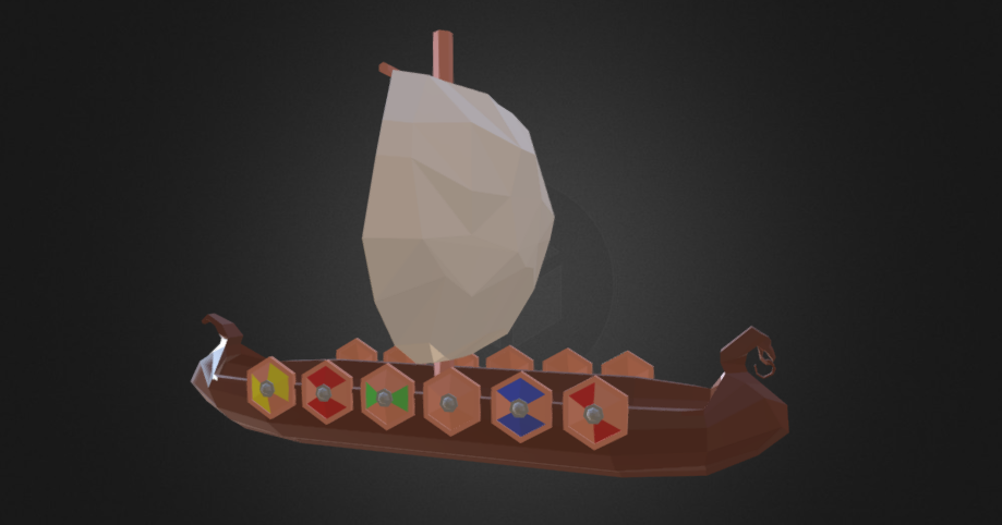 Drakkar Viking ship - Low poly 3D model