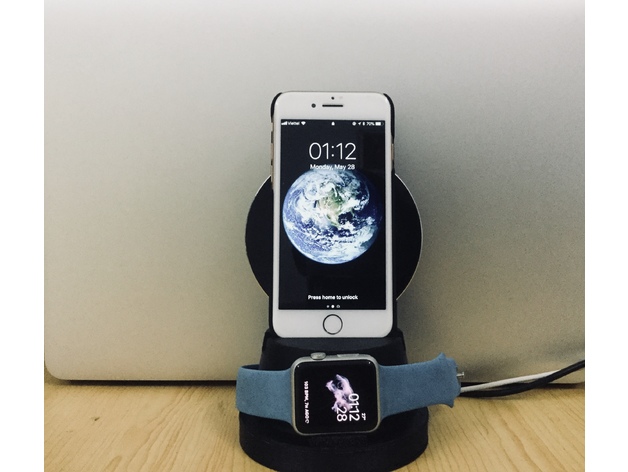 Wire / Wireless charging dock for iPhone and Apple Watch 3D model