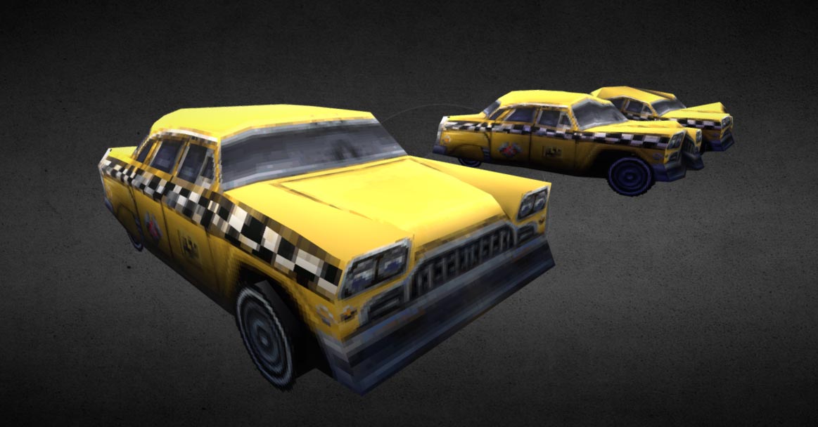Checker Taxi Low Poly PSX