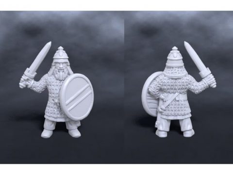 Dwarven warrior with sword and shield