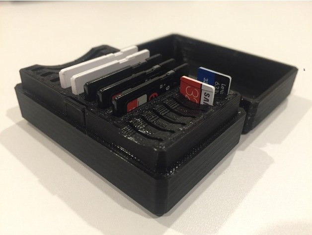 Hinged Sd & Micro SD Card Box - 16 Slots - All In One Piece
