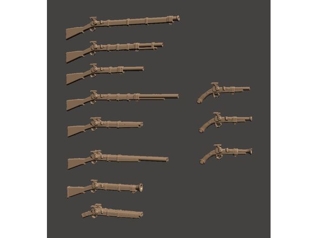 28mm Fantasy Arsenal of Muckets Percussion / Flintlock Firearms and Guns 