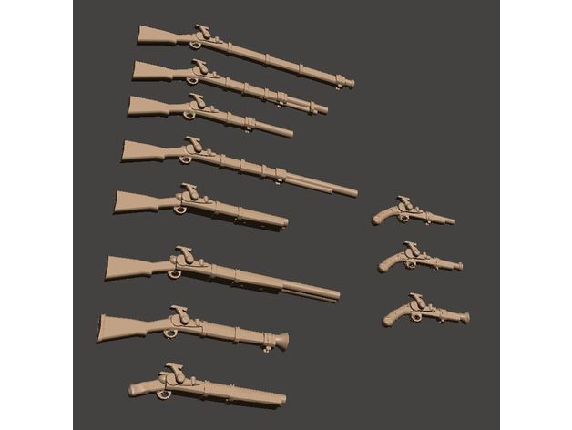 28mm Fantasy Arsenal of Muckets Percussion / Flintlock Firearms and Guns 
