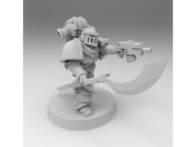 Mk2 Marine Squad Leader with Occult Power Sword and Occult Glaive Staff