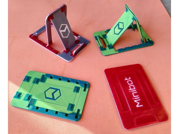 Phone Stand - Flat fold - Print in place (Minibot Logo) 