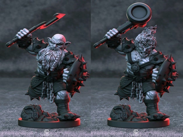 Azer with dwarf swap out head and weapon