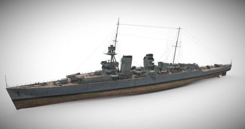 Hawkins - Tier V British Heavy Cruiser - DownloadFree3D.com