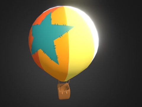 Low poly hot air balloon