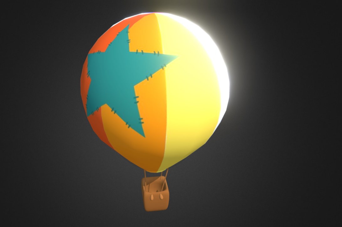 Low poly hot air balloon
