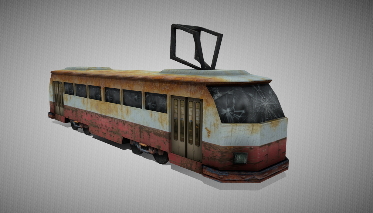 Old apocalyptic tram