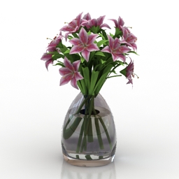 Vase flowers Lily Pink 3d model