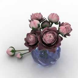 Vase pion flowers 3d model