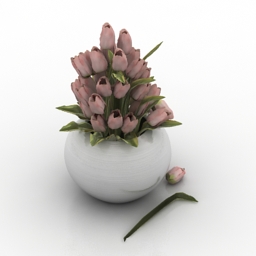 Vase tulips 3d model