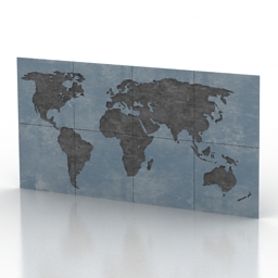 Panel world map 3d model