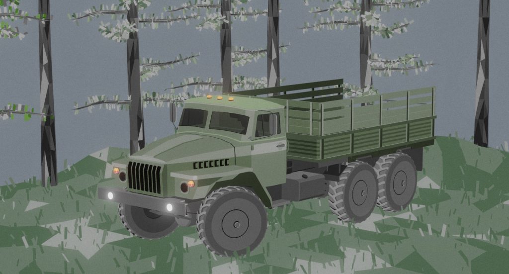 Ural Truck Diorama Low Poly - DownloadFree3D.com